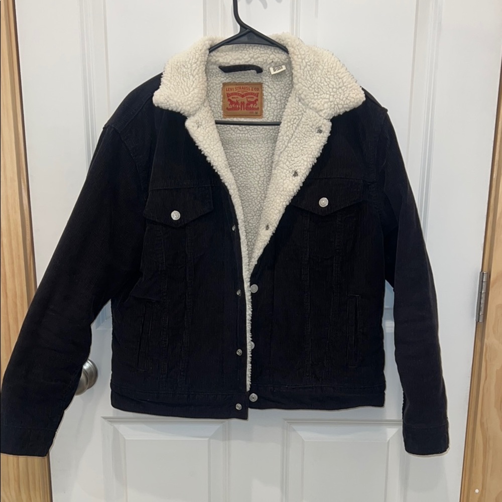 Levi's Black Corduroy Jacket with Cream Sherpa